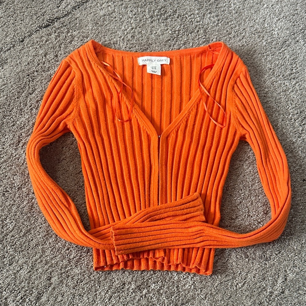 Orange Ribbed cropped top